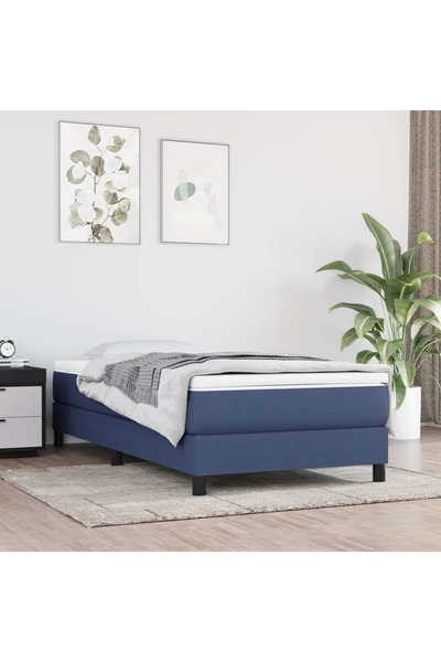 Concept Pat box spring cu saltea, albastru, 90x190 cm, textil