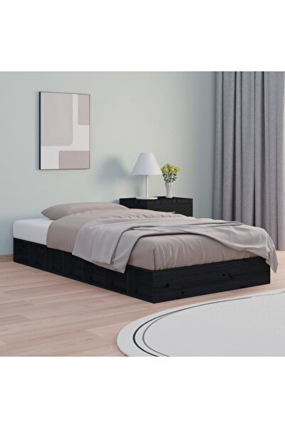 Concept Μικρό σκελετό Μονό κρεβατιού 2FT6, μαύρο, 75x190 εκ., μασίφ ξύλο