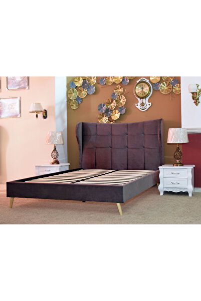 Almera Pat 180x200 cm catifea cu catifea gri cu somieră inclusă