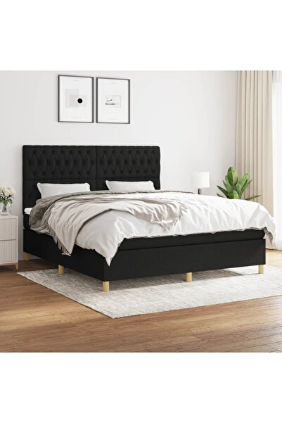Concept Pat box spring cu saltea, negru, 180x200 cm, catifea