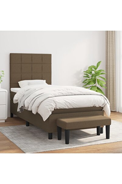 Concept Pat box spring cu saltea, maro închis, 90x200 cm, textil