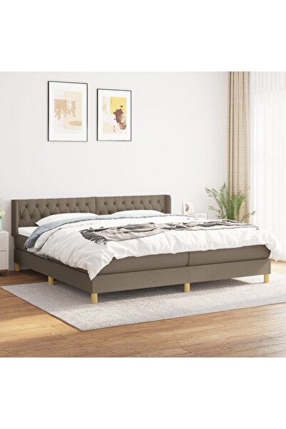 Concept Pat box spring cu saltea, gri taupe, 200x200 cm, textil