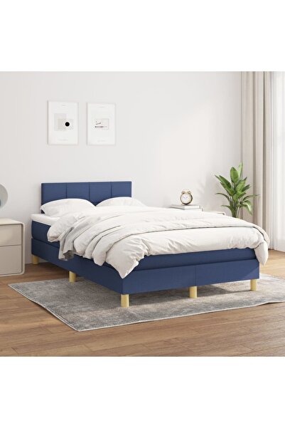 Concept Pat box spring cu saltea, albastru, 120x200 cm, textil