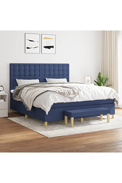 Concept Pat box spring cu saltea, albastru, 180x200 cm, material textil