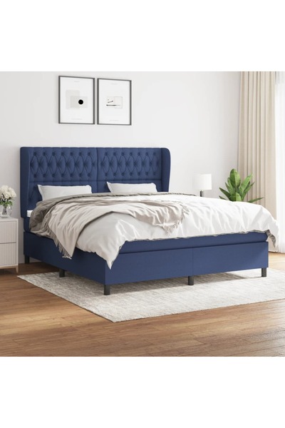 Concept Pat box spring cu saltea, albastru, 180x200 cm, material textil