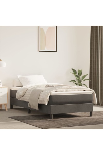 Concept Pat box spring cu saltea, gri închis, 100x200 cm, catifea
