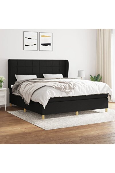 Concept Pat box spring cu saltea, negru, 160x200 cm, textil
