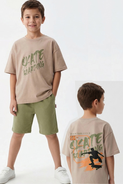 Entel Boy's Stretch Fabric Single Jersey 100% Cotton Printed T-Shirt Capri Set