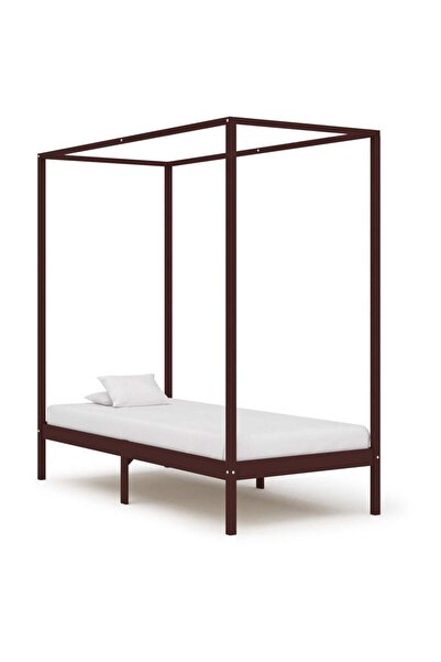 Concept Cadru pat cu baldachin, maro închis, 90x200cm, lemn masiv pin