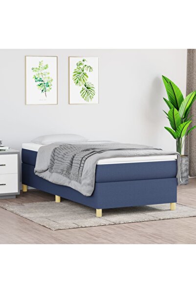 Concept Pat box spring cu saltea, albastru, 90x190 cm, textil