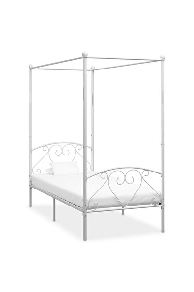 Concept Σκελετός κρεβατιού με ουρανό, λευκό, 100 x 200 εκ., μεταλλικός