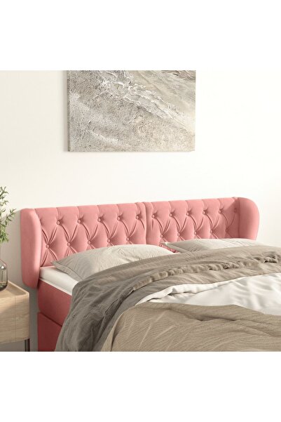 Concept Tăblie de pat cu aripioare roz 147x23x78/88 cm catifea