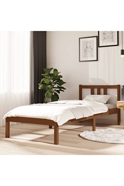 Concept Σκελετός κρεβατιού Small Μονό 2FT6 καφέ μελί, 75x190 εκ. μασίφ ξύλο