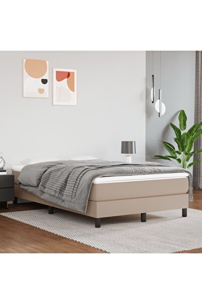 Concept Κρεβάτι με ελατήρια και στρώμα, καπουτσίνο, 120x200cm, οικολογικό Δερ...