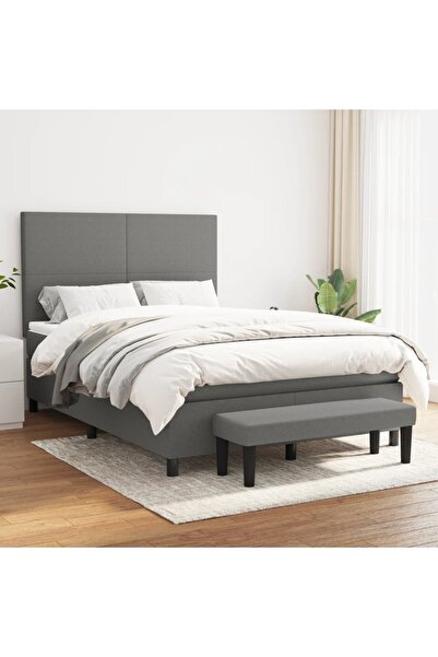 Concept Pat box spring cu saltea, gri închis, 140x190 cm, textil