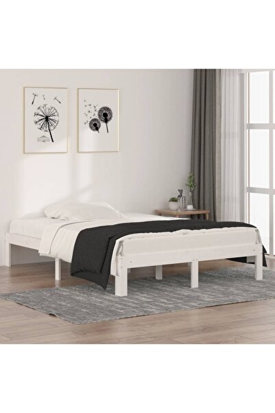 Concept Cadru de pat dublu 4FT6, alb, 135x190 cm, lemn masiv