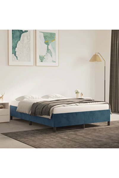 Concept Σκελετός κρεβατιού, σκούρο μπλε, 140x200 εκ., Βελούδο