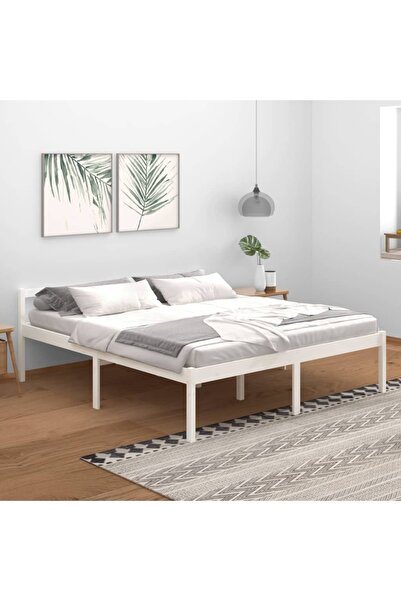 Concept Cadru de pat Super King 6FT, alb, 180x200 cm, lemn masiv de pin