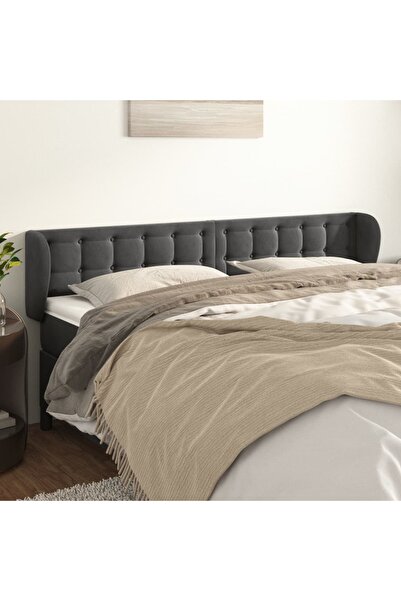 Concept Tăblie de pat cu aripioare gri închis 183x23x78/88 cm catifea