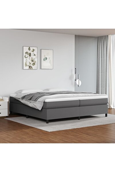 Concept Pat box spring cu saltea, gri, 200x200 cm, piele ecologică