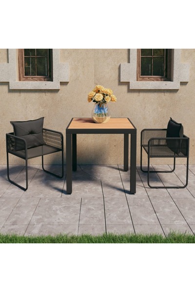 Concept Garden table furniture set, 3 pieces, black and brown, PVC rattan