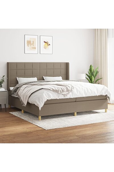 Concept Pat box spring cu saltea, gri taupe, 200x200 cm, textil