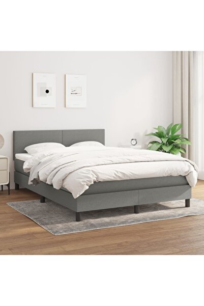 Concept Pat box spring cu saltea, gri închis, 140x190 cm, textil