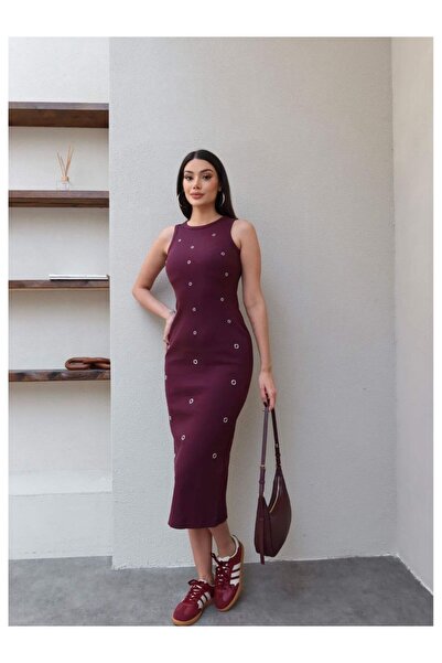 LOKADI Women's Zero Sleeve Bodycon Sporty Stylish Dress with Eyelet Accessories