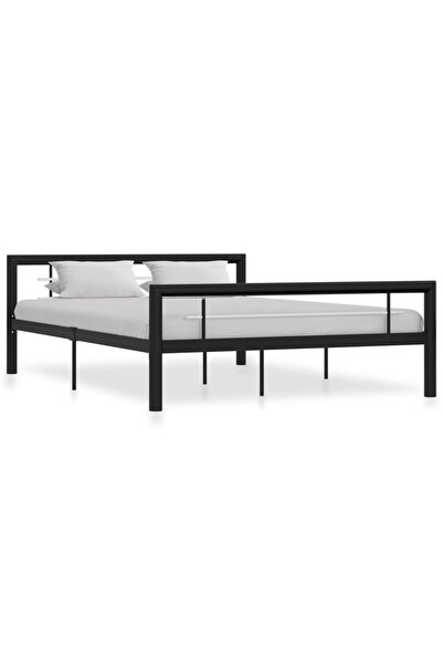Concept Σκελετός κρεβατιού, μαύρο και άσπρο, 160 x 200 εκ., μεταλλικός