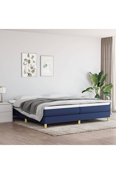 Concept Pat box spring cu saltea, albastru, 200x200 cm, textil