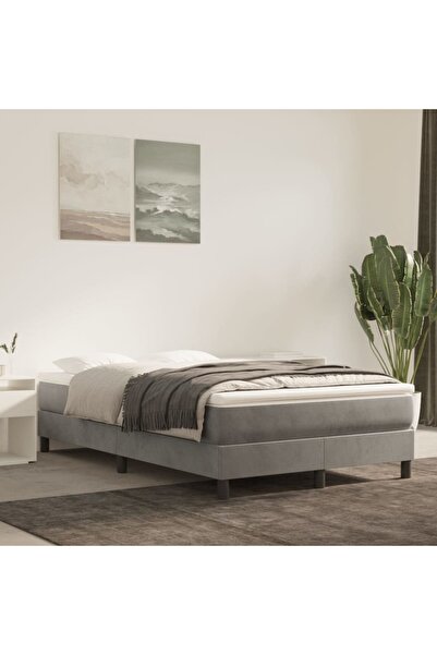 Concept Pat box spring cu saltea, gri deschis, 120x200 cm, catifea