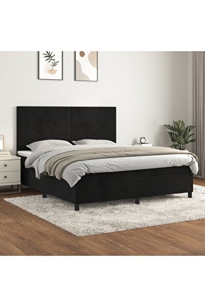 Concept Pat box spring cu saltea, negru, 180x200 cm, catifea
