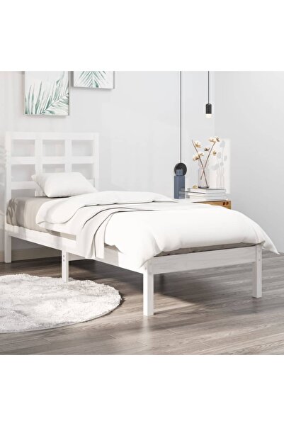 Concept Cadru de pat Small Single 2FT6, alb, 75x190 cm, lemn masiv