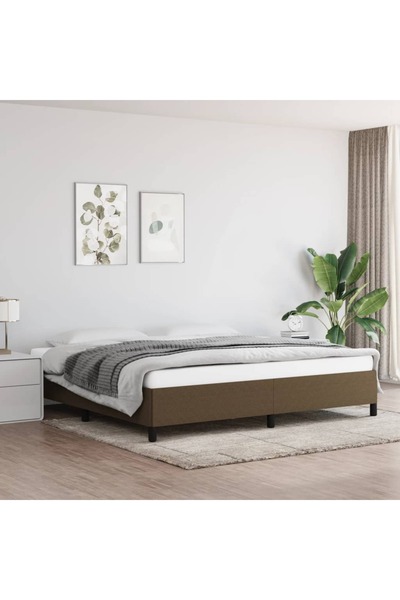 Concept Cadru de pat, maro închis, 200x200 cm, material textil