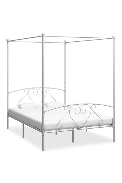 Concept Canopy bed frame, white, 160 x 200 cm, metal