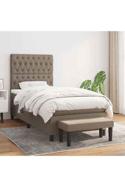Concept Pat box spring cu saltea, gri taupe, 90x200 cm, textil