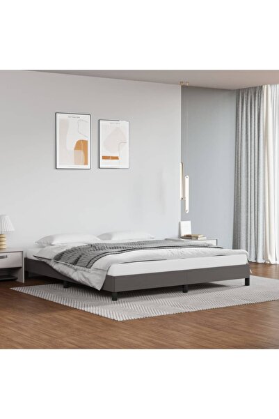 Concept Σκελετός κρεβατιού, γκρι, 160x200 cm, οικολογικό Δερμάτινο