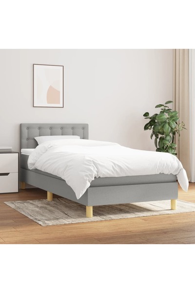 Concept Pat box spring cu saltea, gri deschis, 90x190 cm, textil