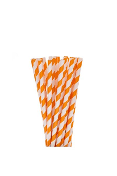 OEM Paper straws, orange with Striped , 6/197 mm, 150pcs/set