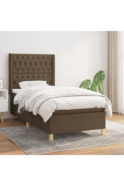 Concept Pat box spring cu saltea, maro închis, 100x200 cm, textil