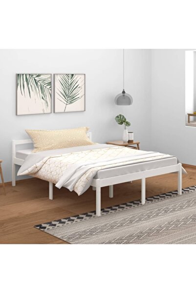 Concept Cadru de pat King 5FT, alb, 150x200 cm, lemn masiv de pin