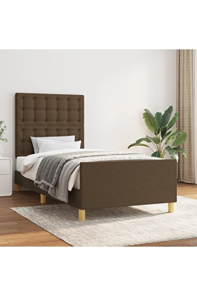 Concept Cadru de pat cu tăblie, maro închis, 90x200 cm, textil