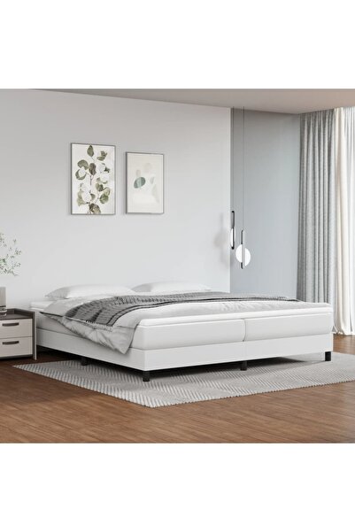 Concept Σκελετός κρεβατιού με ελατήρια, λευκό, 200x200 cm, οικολογικό Δερμάτινο