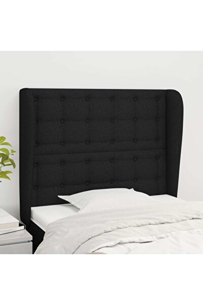 Concept Tăblie de pat cu aripioare, negru, 93x23x118/128 cm, textil