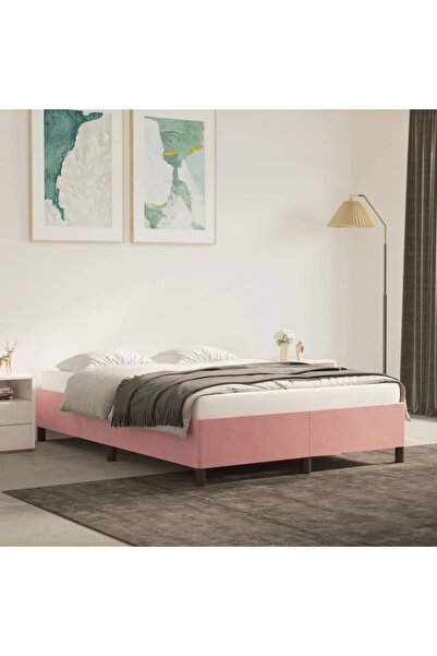 Concept Cadru de pat, roz, 140x190 cm, catifea