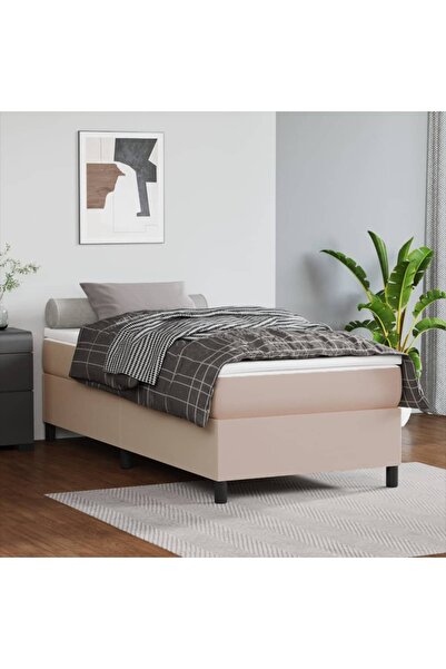 Concept Cadru de pat box spring, cappuccino, 90x190 cm, piele ecologică
