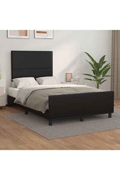 Concept Cadru de pat cu tăblie, negru, 120x200 cm, piele ecologică
