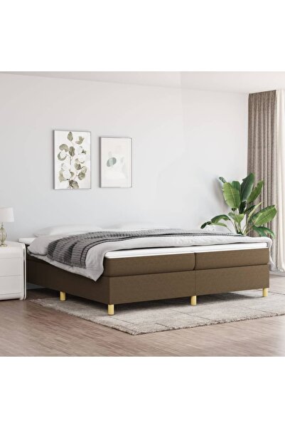 Concept Pat box spring cu saltea, maro închis, 200x200 cm, textil
