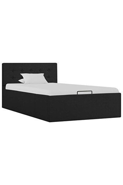 Concept Cadru pat hidraulic cu ladă, gri închis, 90x200 cm, textil