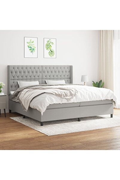 Concept Pat box spring cu saltea, gri deschis, 200x200 cm, textil